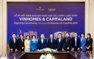 Lễ ký kết hợp tác chiến lược giữa Vinhomes và CapitaLand, đánh dấu sự ra mắt The Fullton CapitaLand.