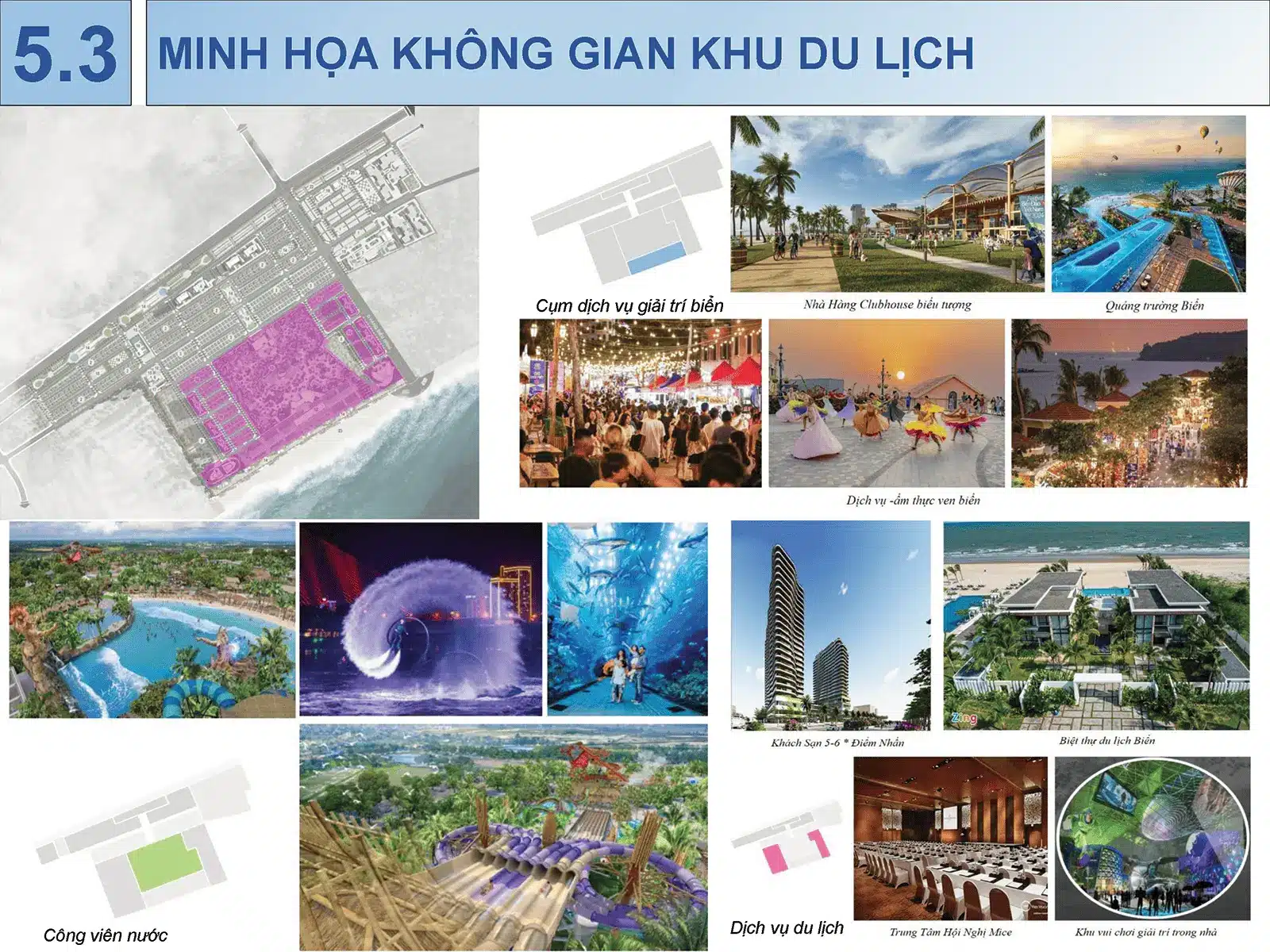 Minh họa tổng quan khu du lịch của dự án Sun Group Vũng Tàu với các tiện ích đẳng cấp.