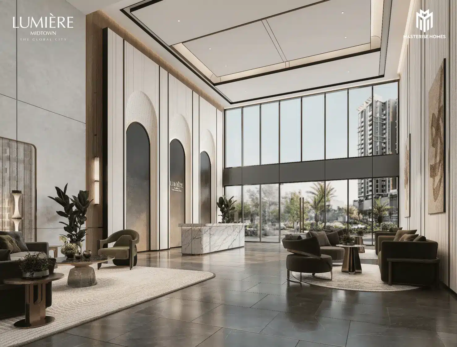Sảnh sang trọng tại LUMIÈRE Midtown, nơi đẳng cấp và tinh tế hòa quyện, mang đến trải nghiệm sống hoàn hảo.